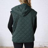 Perrin Quilted Hoodie Vest - Forest Green