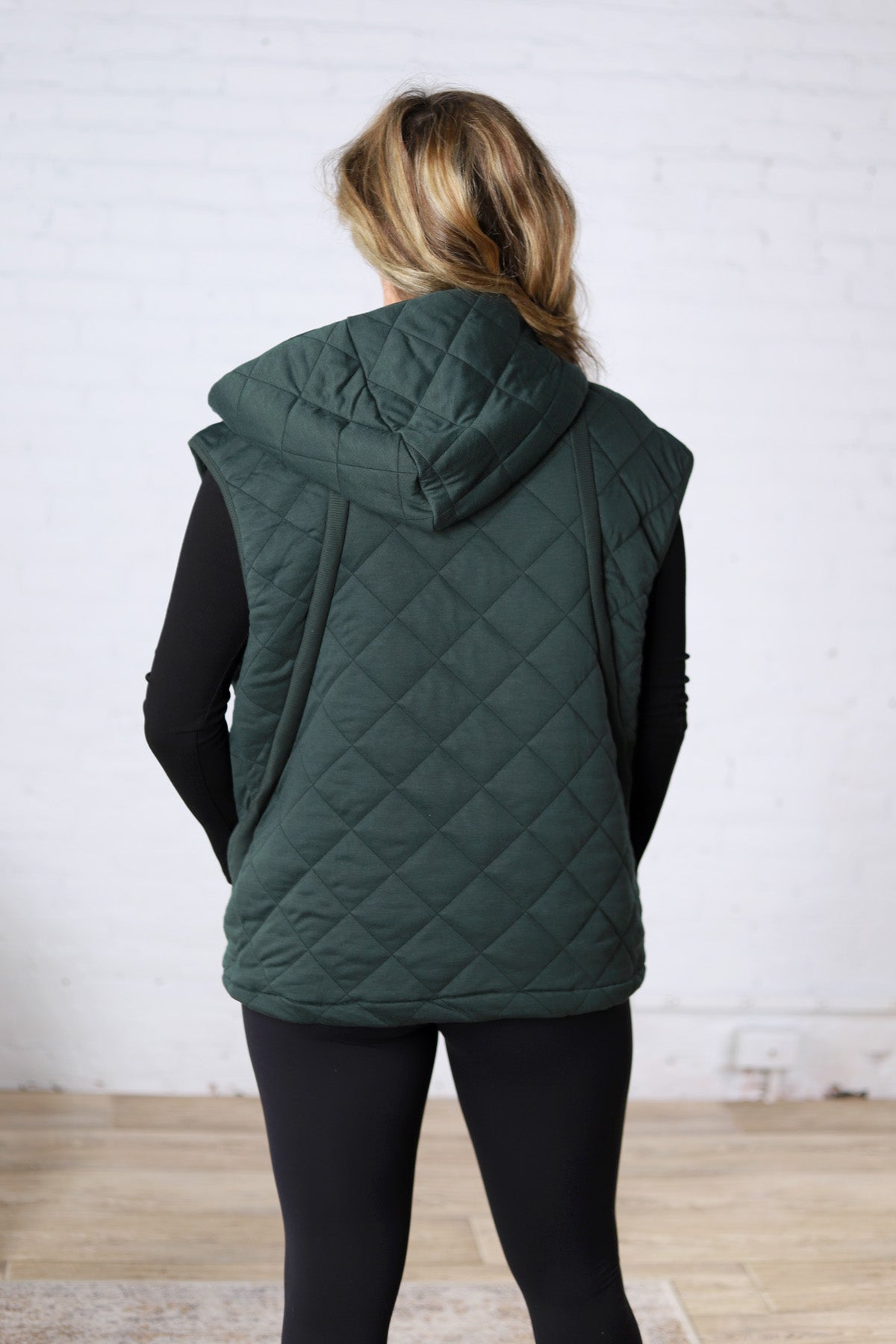 Perrin Quilted Hoodie Vest - Forest Green