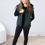 Perrin Quilted Hoodie Vest - Forest Green