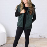 Perrin Quilted Hoodie Vest - Forest Green