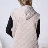 Perrin Quilted Hoodie Vest - Taupe