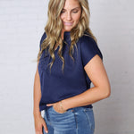 Perry Cap Sleeve Blouse - Navy