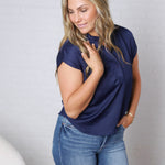 Perry Cap Sleeve Blouse - Navy