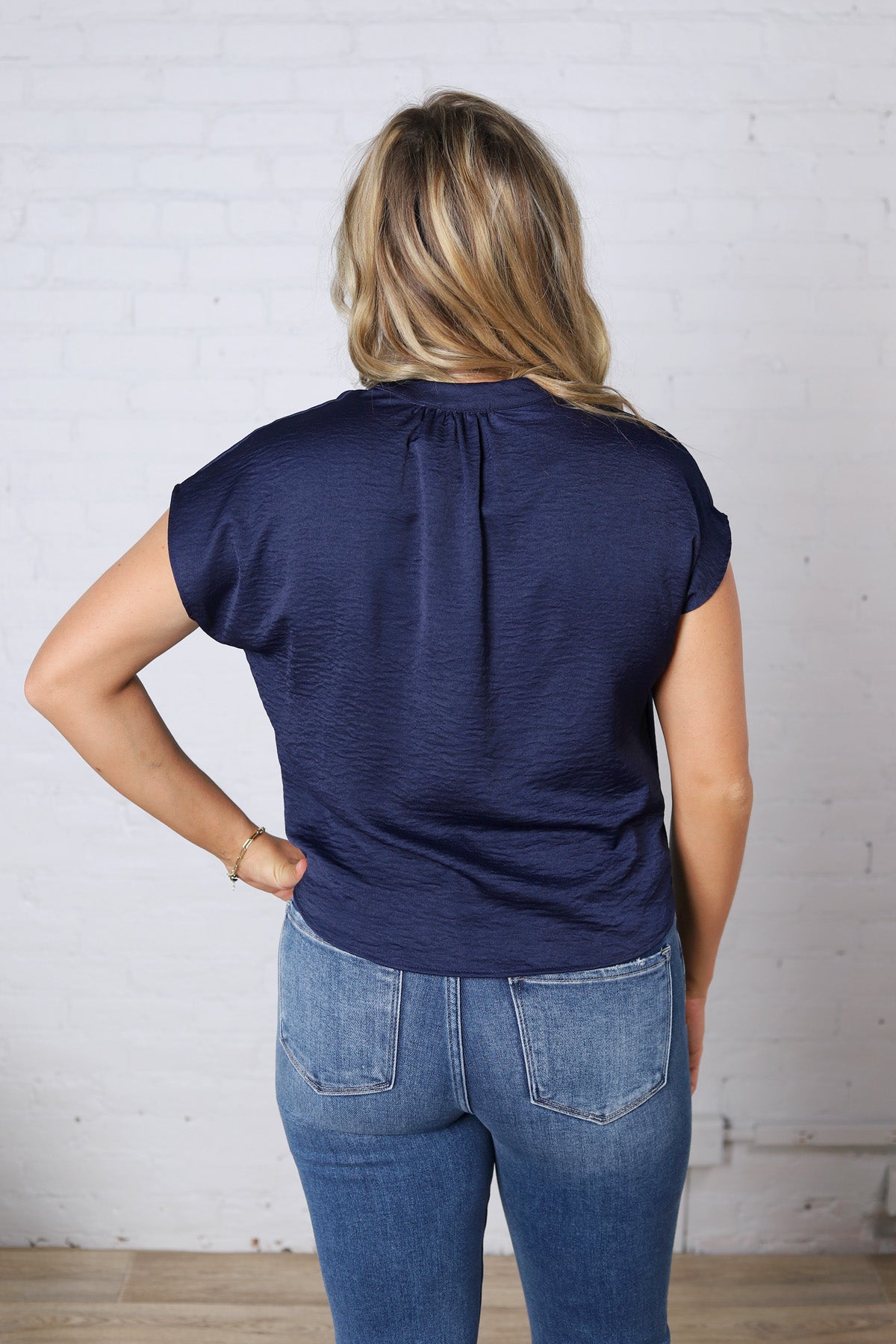 Perry Cap Sleeve Blouse - Navy