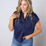 Perry Cap Sleeve Blouse - Navy