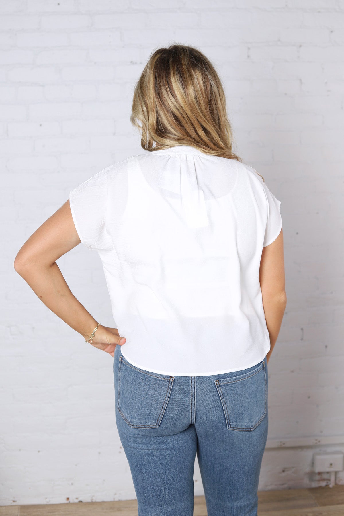 Perry Cap Sleeve Blouse - Off White