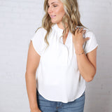 Perry Cap Sleeve Blouse - Off White