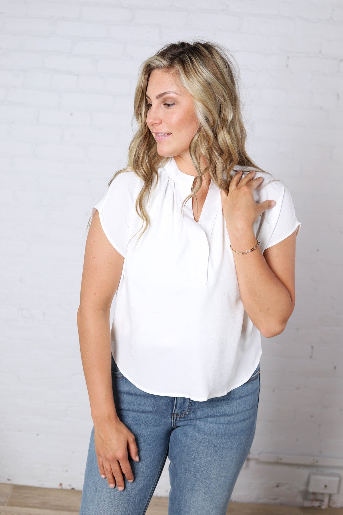 Perry Cap Sleeve Blouse - Off White