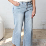 Petra Mid Rise Wide Leg Denim - Raw Hem