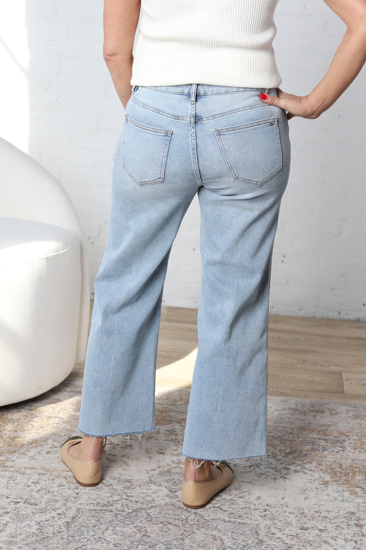 Petra Mid Rise Wide Leg Denim - Raw Hem