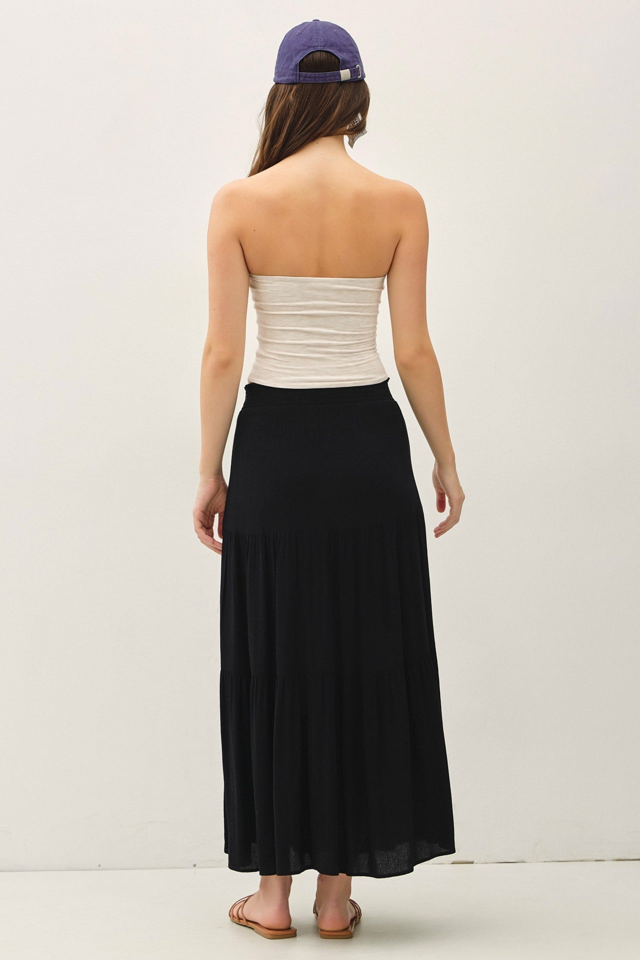 Petra Smocked Waist Tiered Maxi Skirt