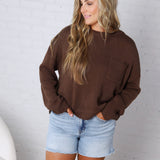 Peyton Roll Neck Pocket Sweater - Espresso