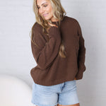Peyton Roll Neck Pocket Sweater - Espresso