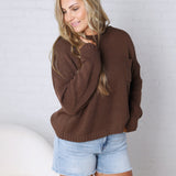 Peyton Roll Neck Pocket Sweater - Espresso