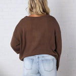 Peyton Roll Neck Pocket Sweater - Espresso