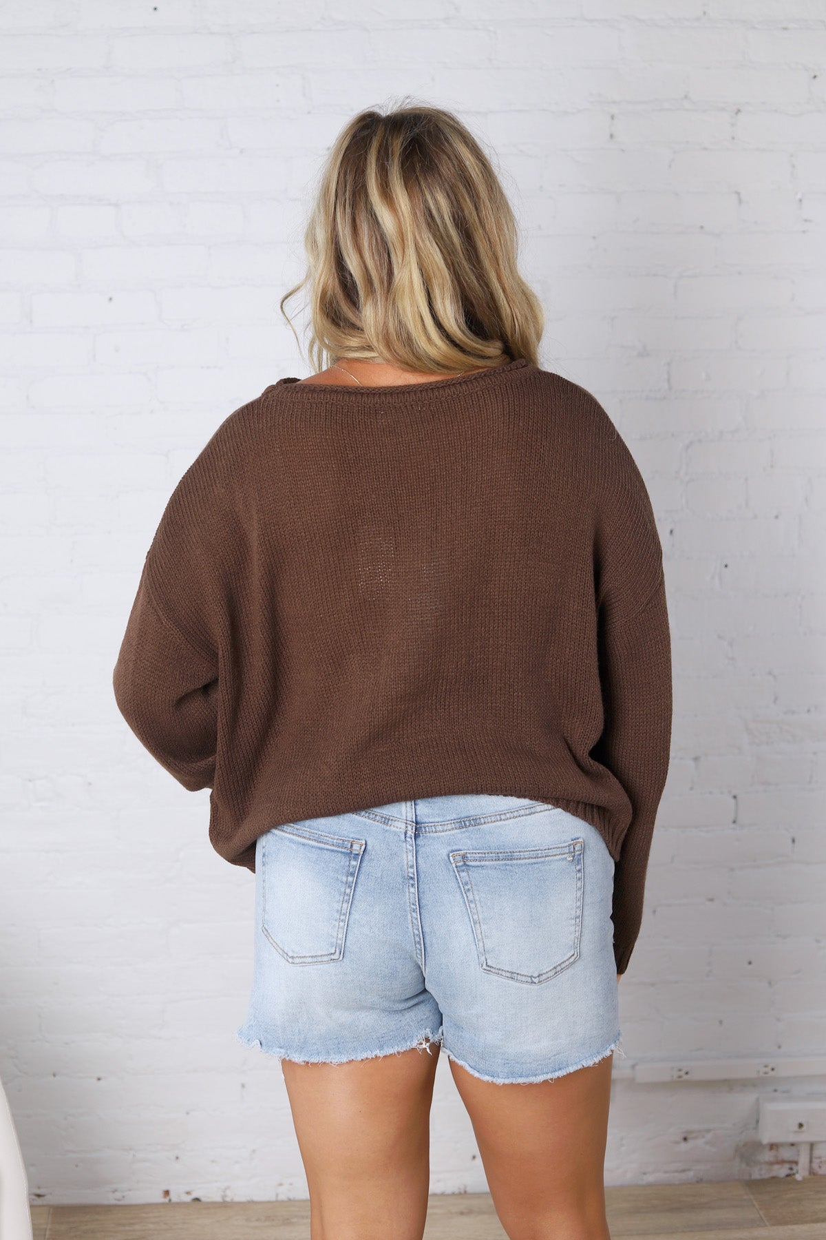Peyton Roll Neck Pocket Sweater - Espresso
