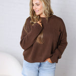 Peyton Roll Neck Pocket Sweater - Espresso