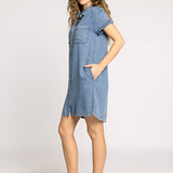 June Denim Dress - Dusty Blue