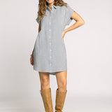 Crescent Dress - Ivory/Blue