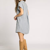 Crescent Dress - Ivory/Blue
