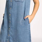 June Denim Dress - Dusty Blue