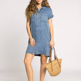 June Denim Dress - Dusty Blue