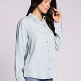 Grace Shirt - Blue Herringbone