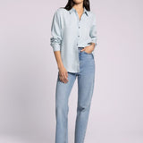 Grace Shirt - Blue Herringbone