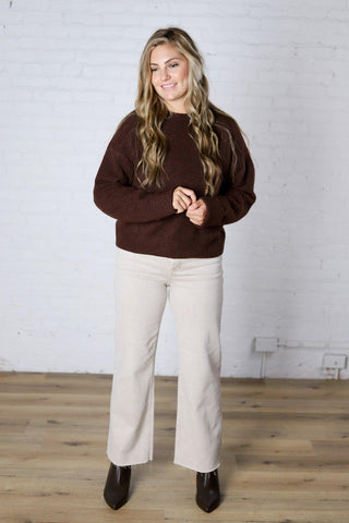 Pina Crewneck Soft Knit Sweater - Walnut