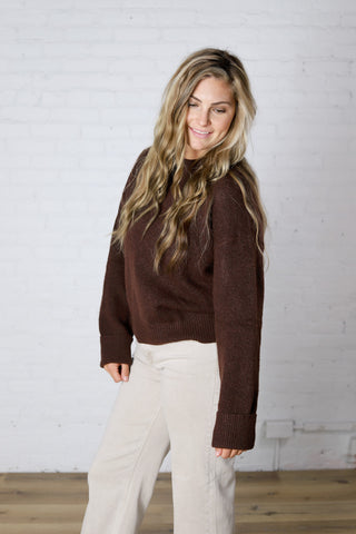 Pina Crewneck Soft Knit Sweater - Walnut