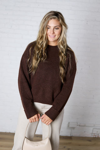 Pina Crewneck Soft Knit Sweater - Walnut