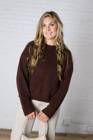 Pina Crewneck Soft Knit Sweater - Walnut