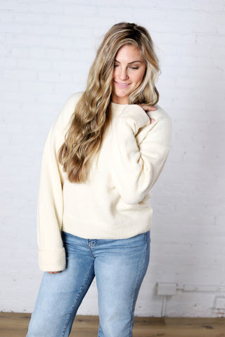 Pina Crewneck Soft Knit Sweater - Yellow White