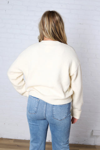 Pina Crewneck Soft Knit Sweater - Yellow White