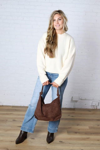 Pina Crewneck Soft Knit Sweater - Yellow White