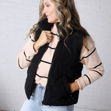 Piper Corduroy Puffer Vest - Black