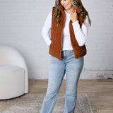Piper Corduroy Puffer Vest - Camel