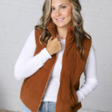 Piper Corduroy Puffer Vest - Camel