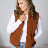 Piper Corduroy Puffer Vest - Camel