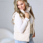Piper Corduroy Puffer Vest - Ecru