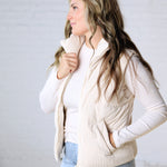 Piper Corduroy Puffer Vest - Ecru