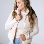 Piper Corduroy Puffer Vest - Ecru FINAL SALE