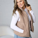 Piper Corduroy Puffer Vest - Mushroom