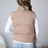 Piper Corduroy Puffer Vest - Mushroom