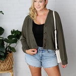 Piper Olive Button Up Cardigan