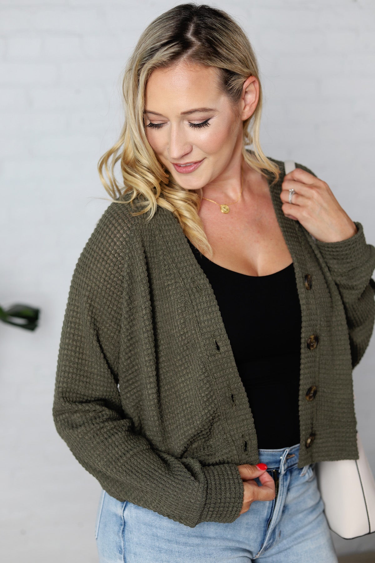 Piper Olive Button Up Cardigan