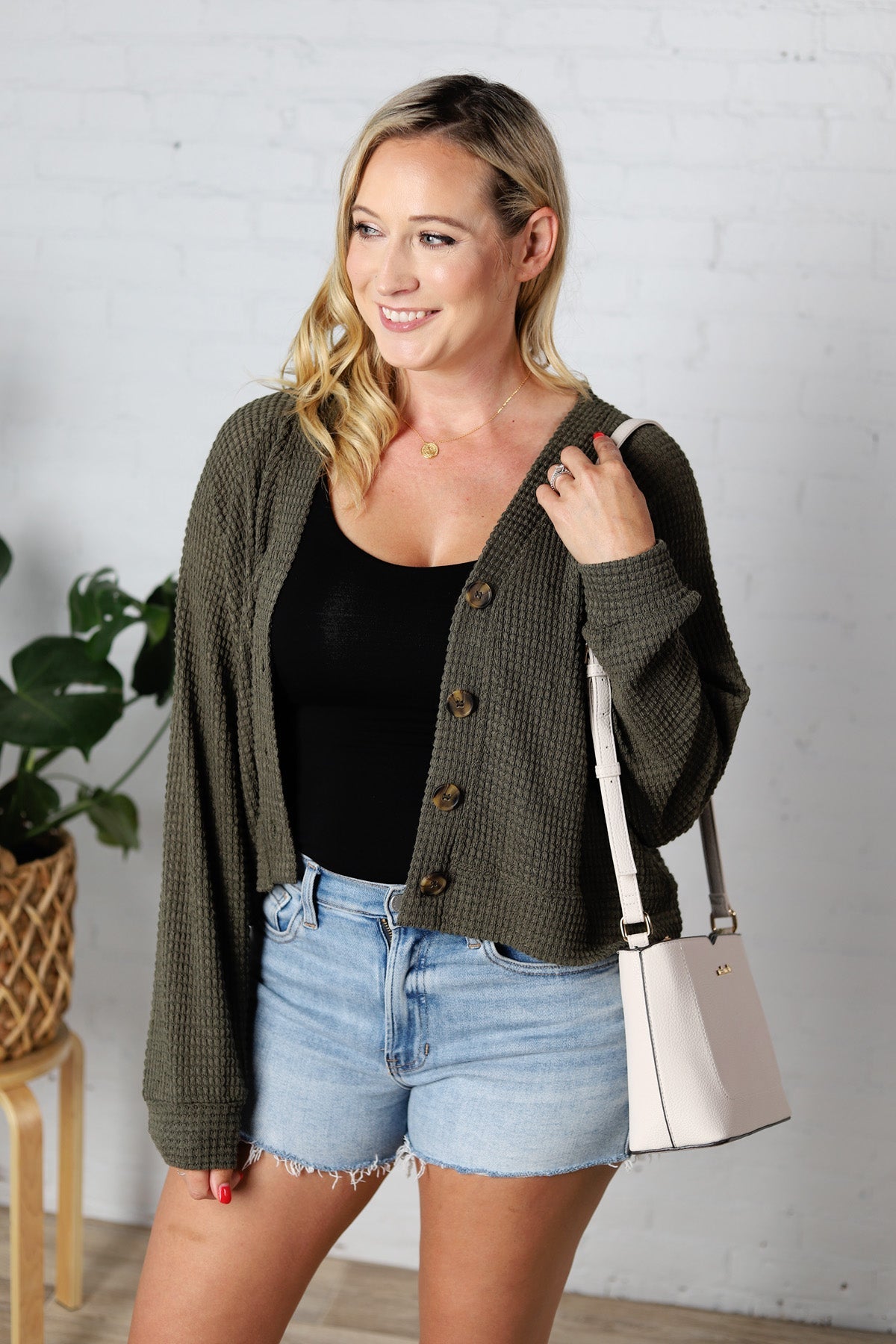 Piper Olive Button Up Cardigan