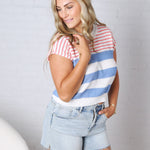 Piper Striped Knit S/S Top - Blue FINAL SALE