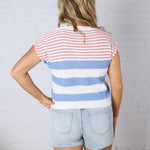 Piper Striped Knit S/S Top - Blue FINAL SALE