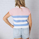 Piper Striped Knit S/S Top - Blue FINAL SALE